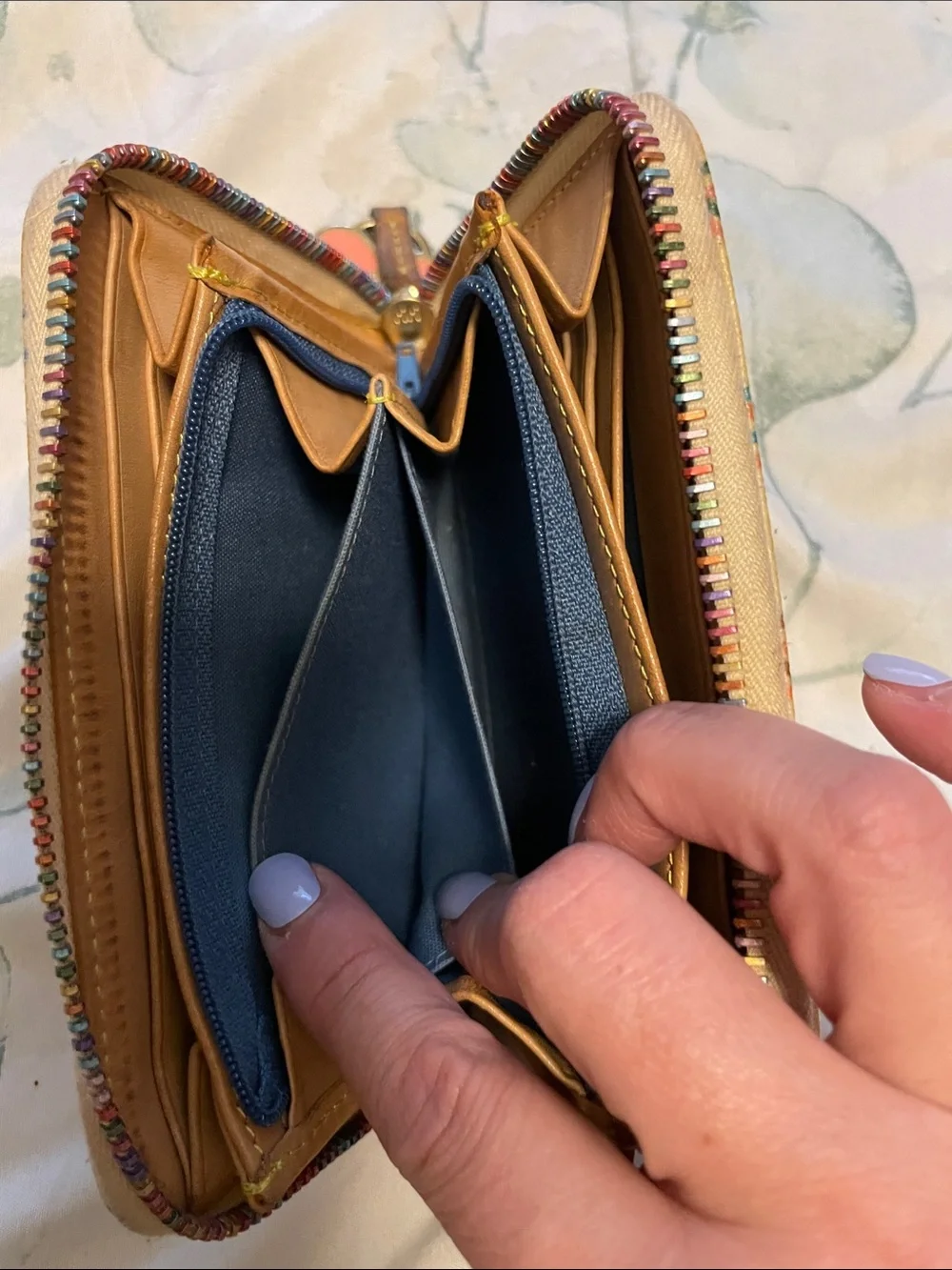Dooney & Bourke Pastel Monogram Zip Wallet with Multi-Color DB Print